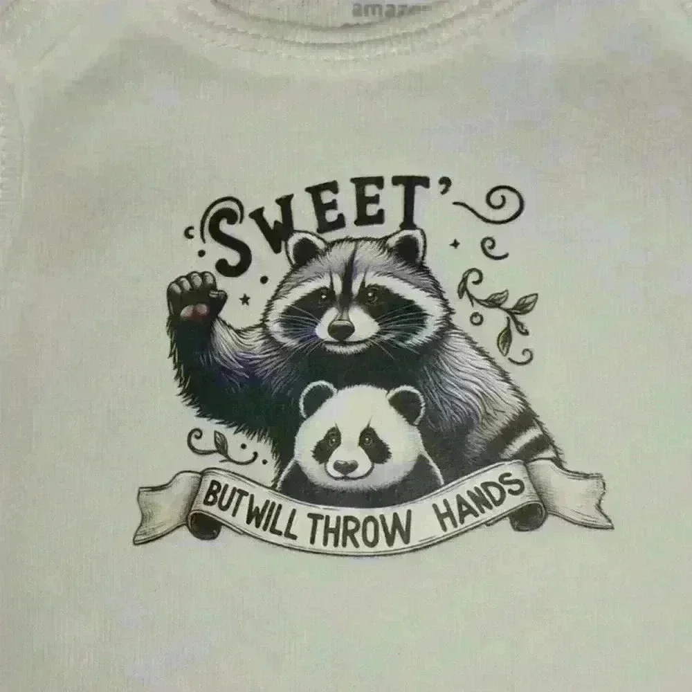 NWOT - Handmade White New Born Bodysuit - Sweeet But Will Throw Hands